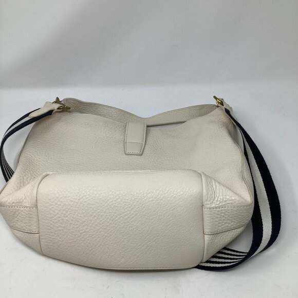J. Crew Signet Hobo Bag leather cream striped crossbody purse EUC - Picture 6 of 8